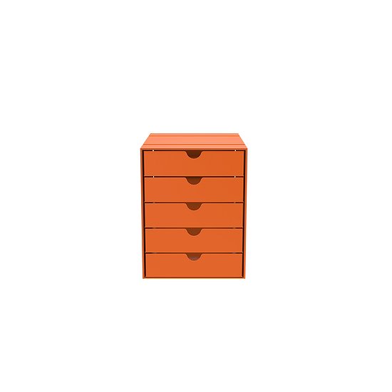 USM Inos contenitore con cassetti C4, con cinque cassetti, chiuso, Arancione puro (QS K1)