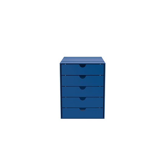USM Inos contenitore con cassetti C4, con cinque cassetti, chiuso, Blu genziana (QS K1)