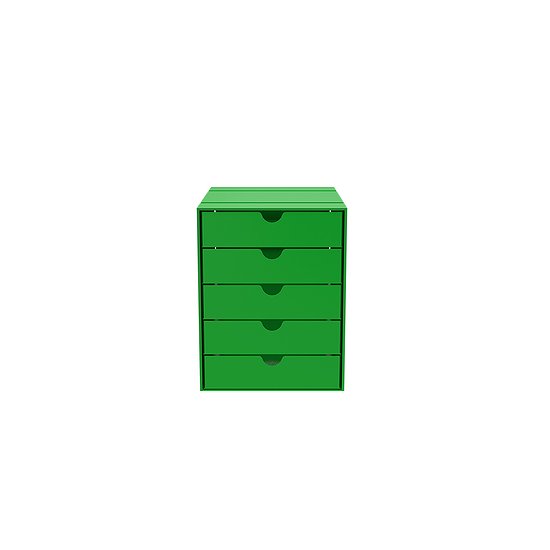 USM Inos contenitore con cassetti C4, con cinque cassetti, chiuso, Verde USM (QS K1)