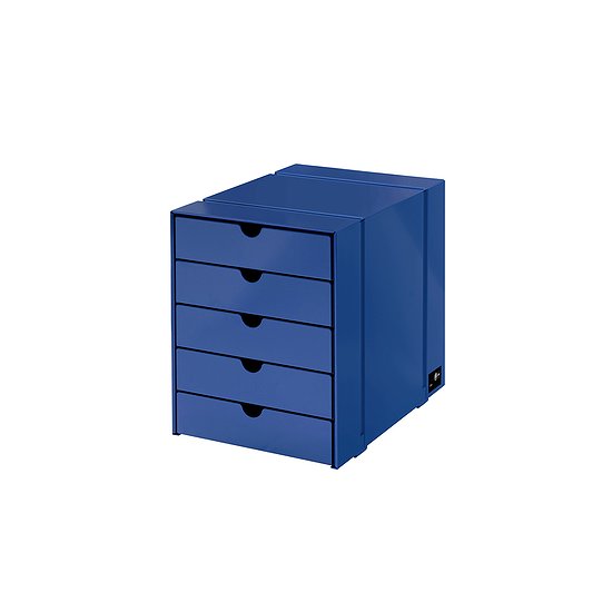 USM Inos contenitore con cassetti C4, con cinque cassetti, chiuso, Blu genziana (QS K1)